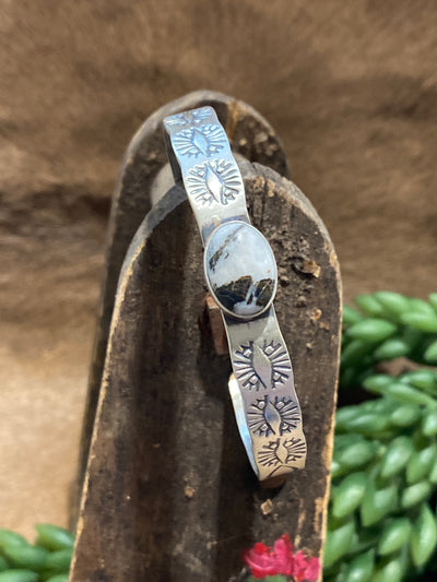 Drefner Single Stone Stamped Sterling Cuff