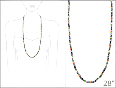 Elizabeth Navajo & Multicolor Bead Necklace - 28"