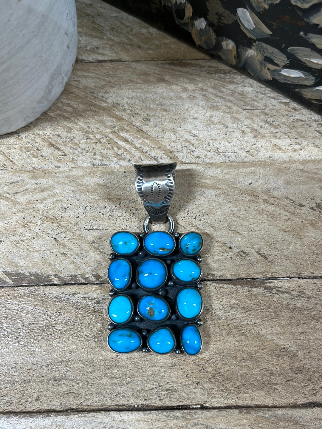 Aberdeen  Stacked Stone Turquoise Pendant