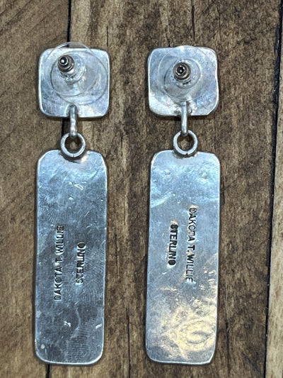 Caswell Stamped Rectangle Drop Sterling Earrings