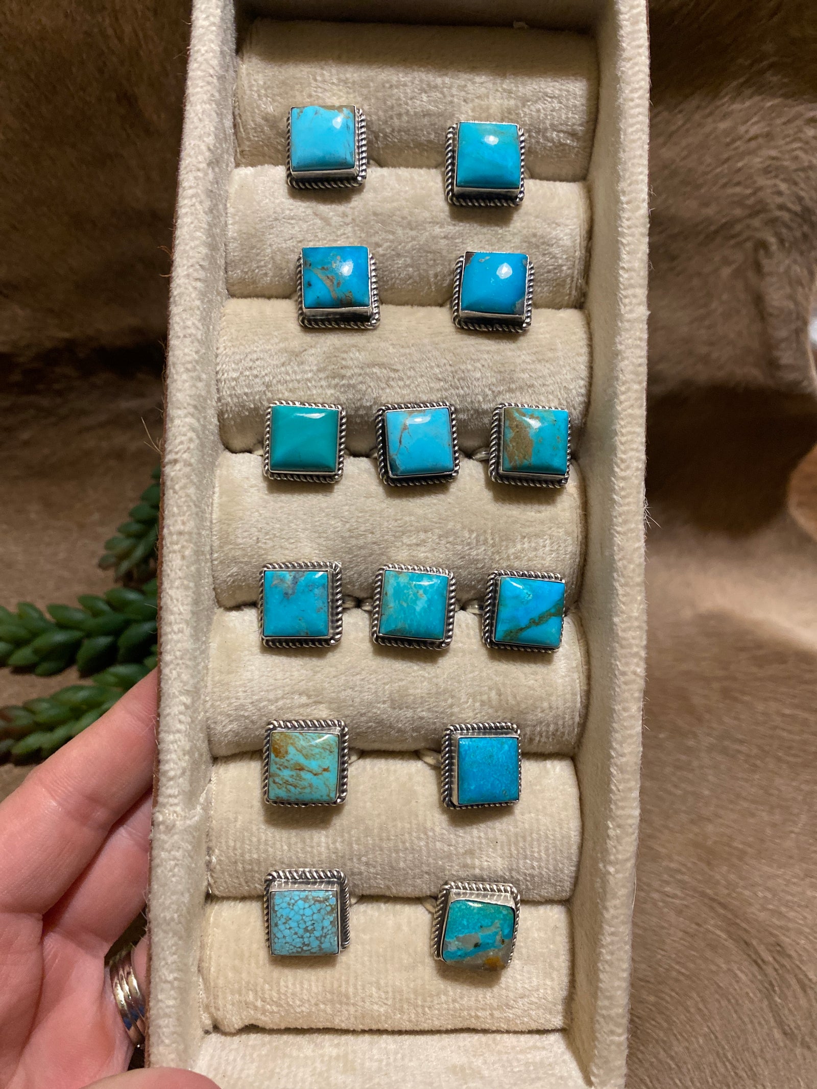 Westworth Sterling Roped Square Stone Ring - Adj