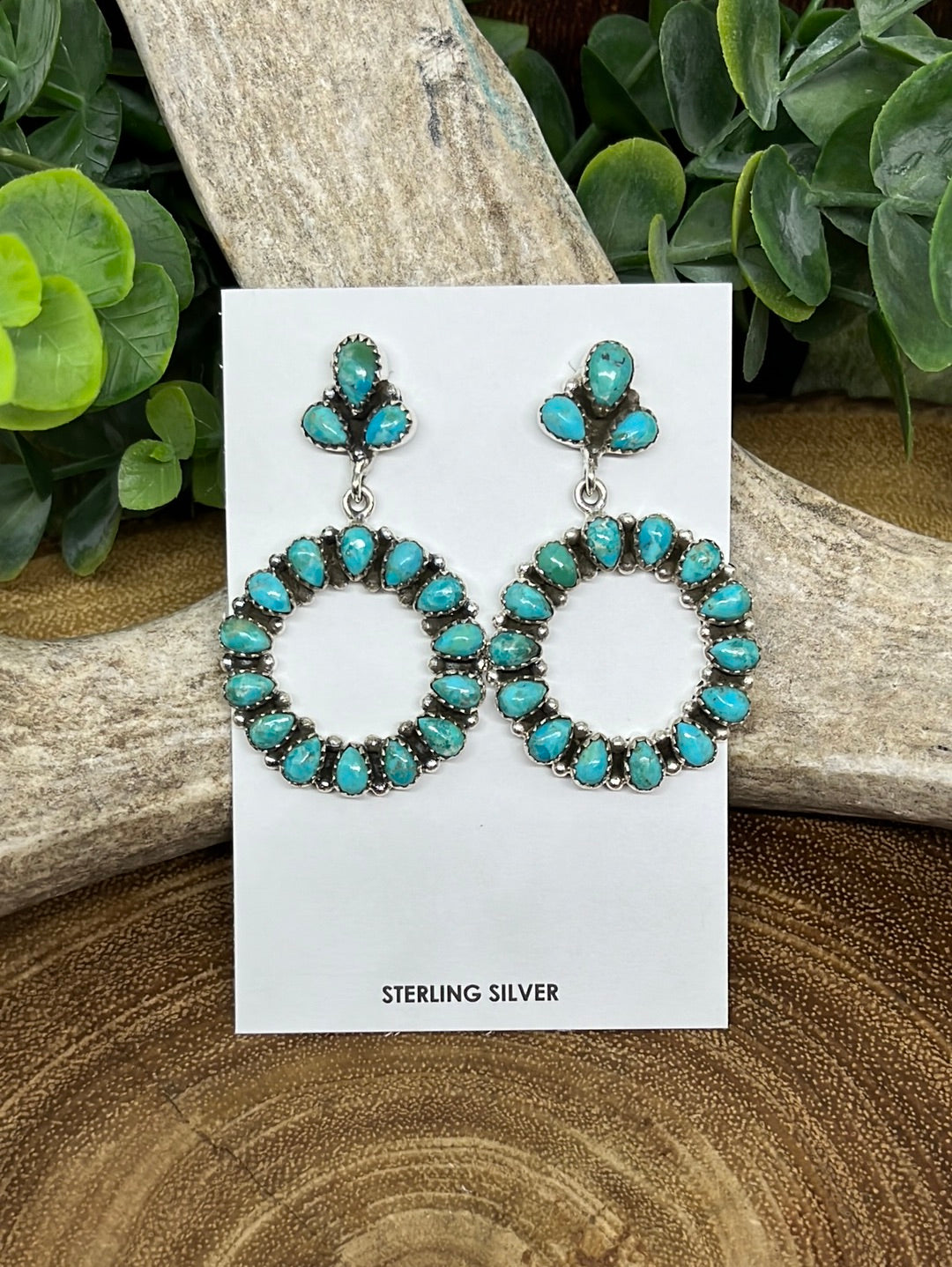 River Kingman Turquoise Drop Hoop Earrings
