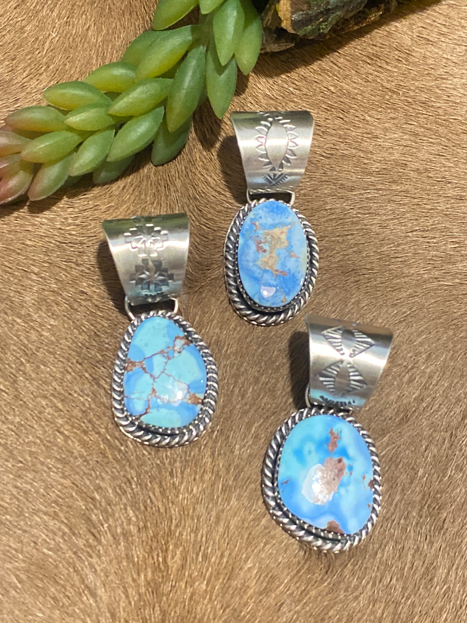 Gloriana Sterling Roped Turquoise Sterling Pendants