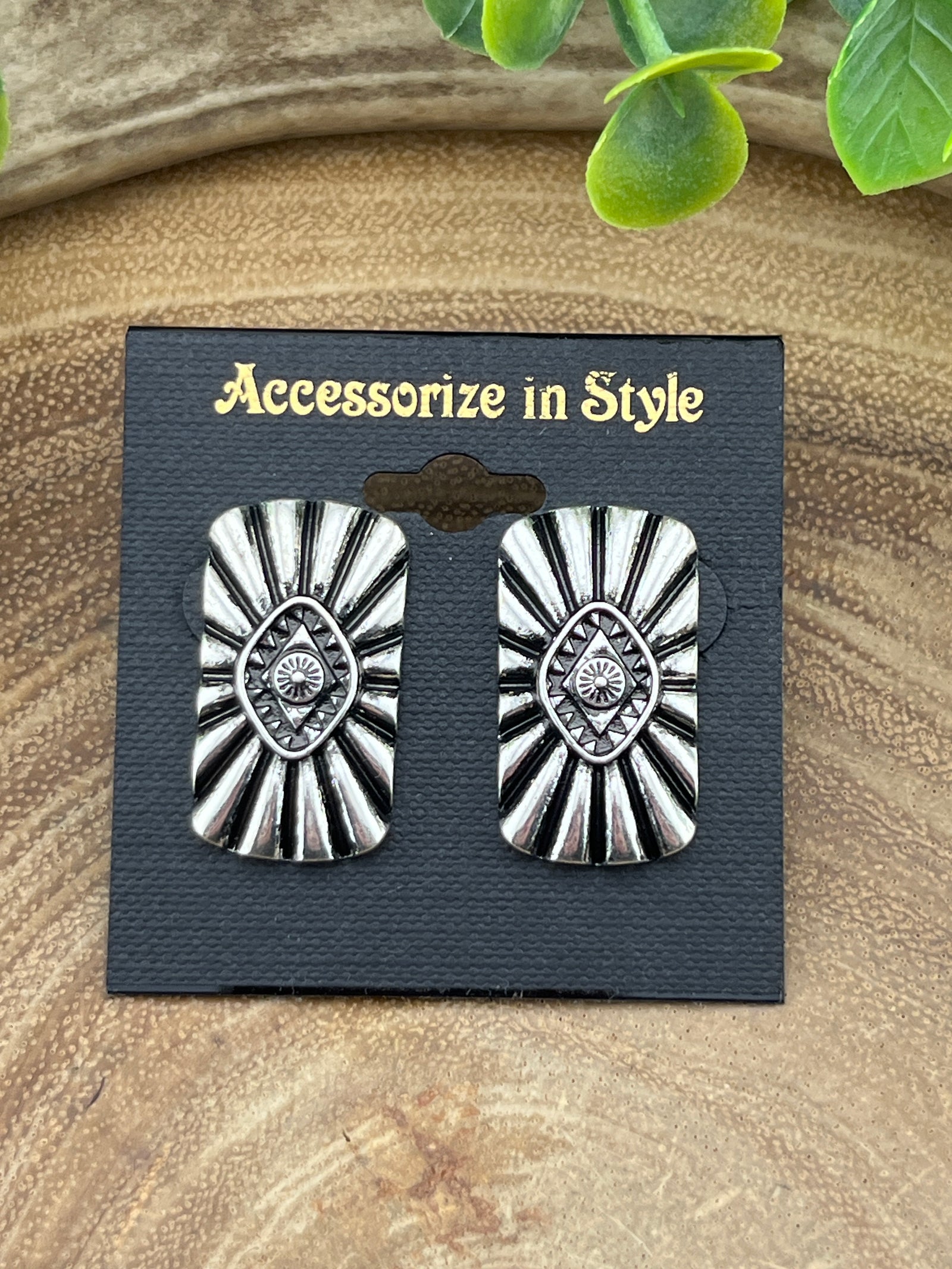 Western Rectangle Earrings JE3795-SB