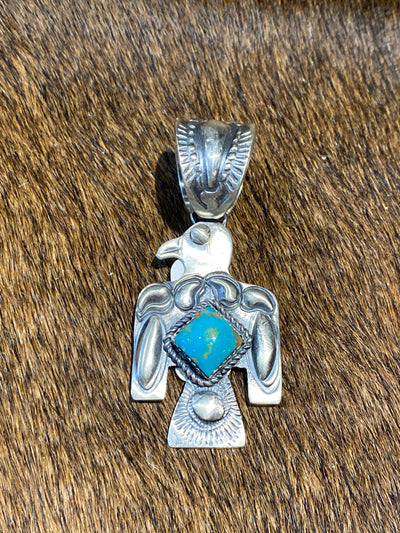 Native Thunderbird Sterling Silver Pendant Stone Center
