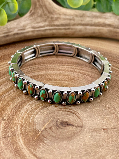 Masyn Green Turquoise Oval Stone Fashion Stretch Bracelet