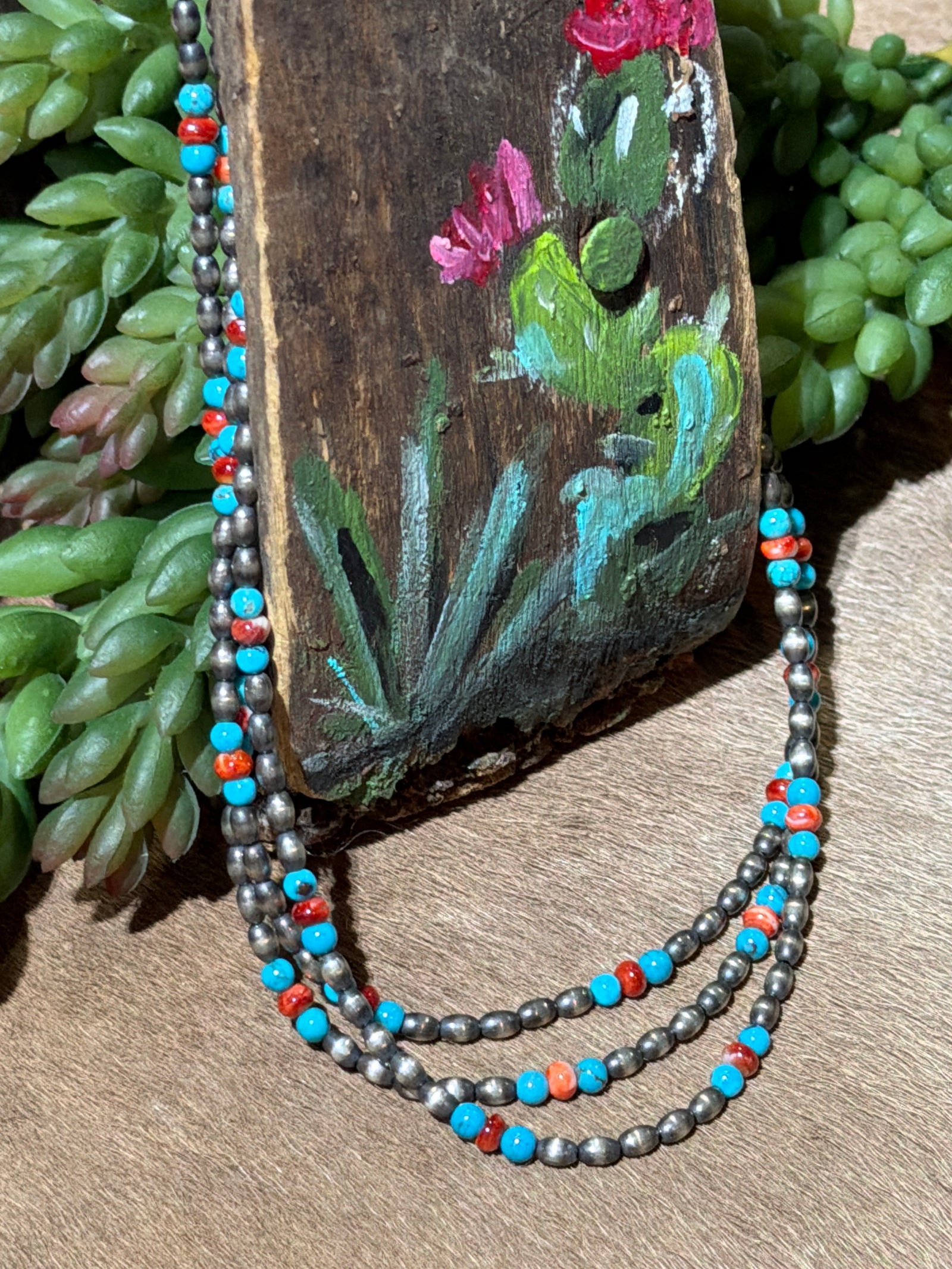 Gloriana Sterling Torpedo Bead Turquoise Spiny Necklace - 18"