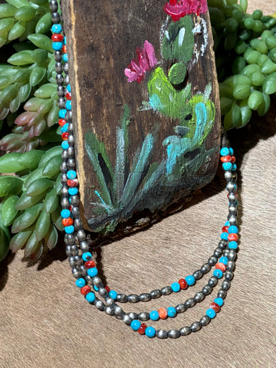 Gloriana Sterling Torpedo Bead Turquoise Spiny Necklace - 18"