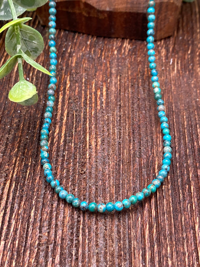 Evelyn Round Turquoise Bead Necklace - 16"