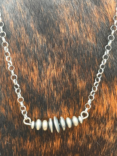 Oasis Link Chain With 9 Varied Navajo Center Saucers - Silver