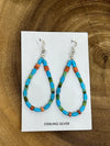 Cadence Beaded Turquoise & Spiny Oyster Teardrop Earrings - 2.5-3"