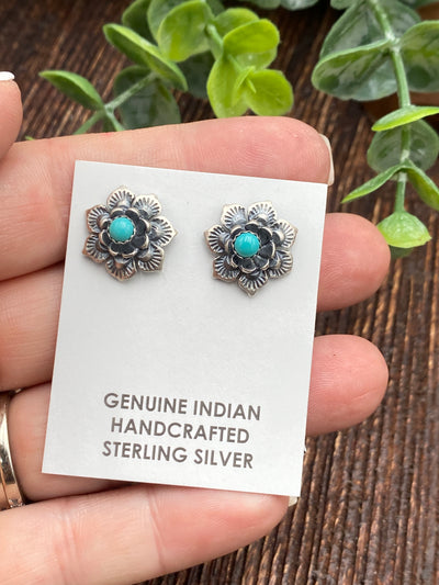 Kathryn 3D Flower Earrings - Turquoise