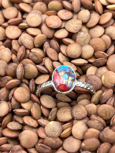 Brittany Assorted Single Stone Stamped Sterling Band Rings - Size 7