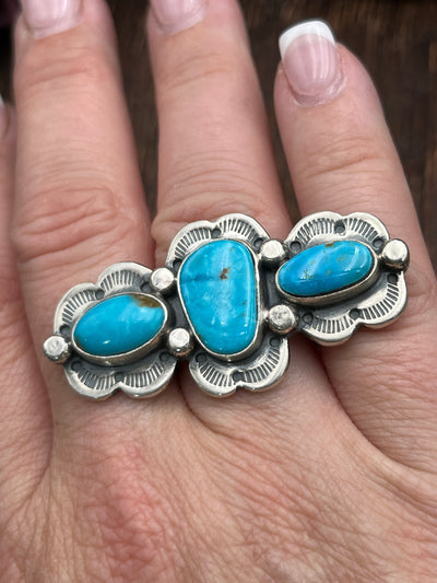 Towne Triple Stone Turquoise Sterling Ring