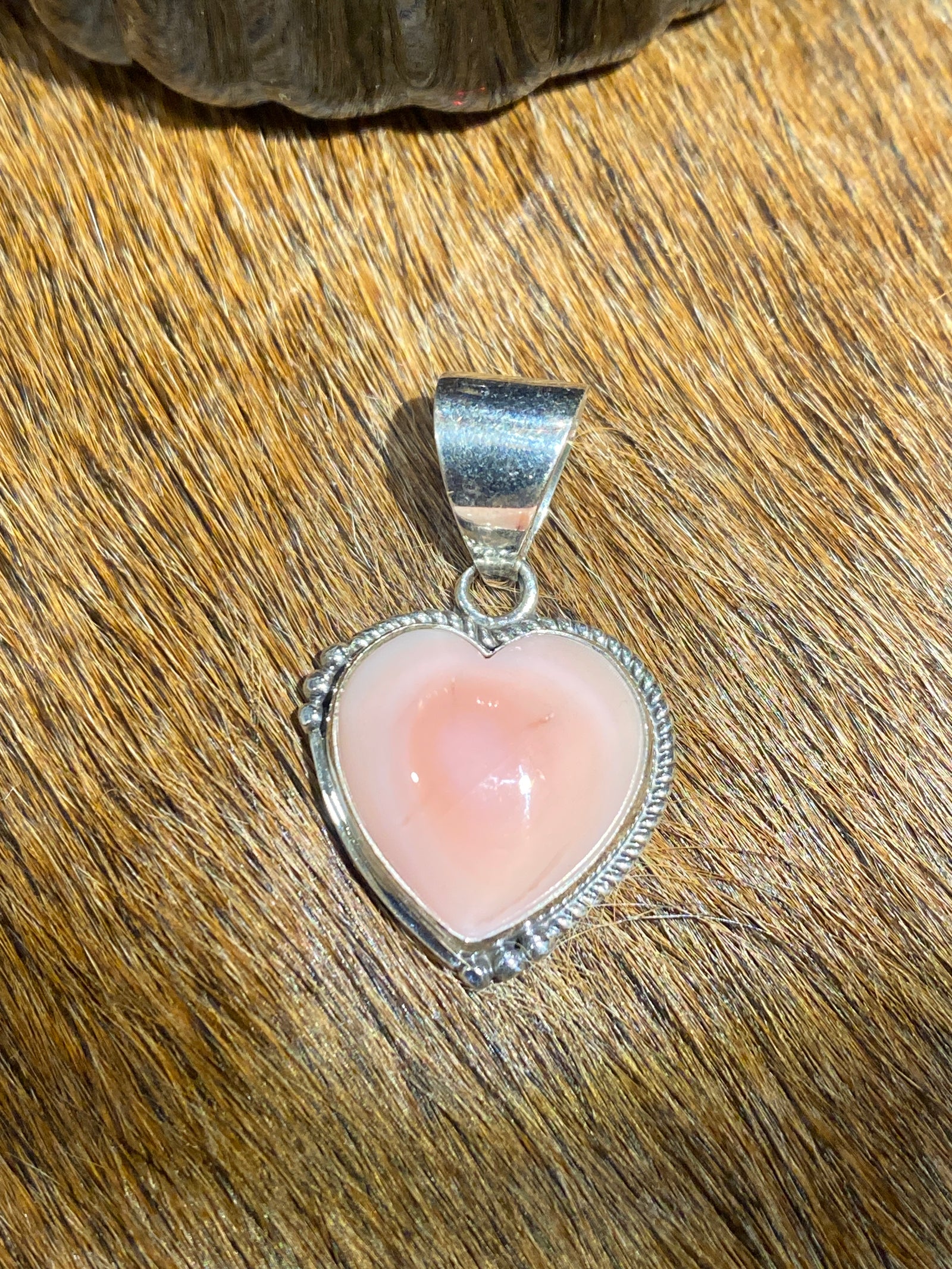 Myers Half Roped Sterling Pink Conch Heart Pendant