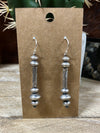Tahoe Sterling Stamped Bead Long Rectangle Earrings - 2.25"