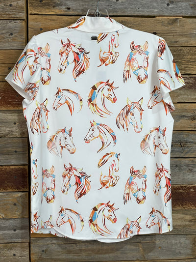 Strokes of Color Short Sleeve Horse Blouse