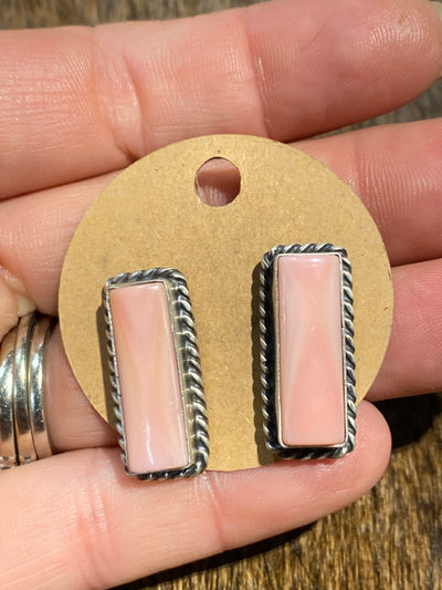 Frio Sterling Silver & Stone Rectangle Bar Earrings