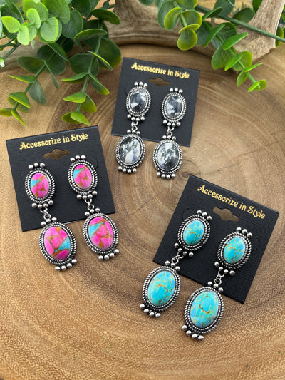 Oval Pendant Dangle Earrings JE3935