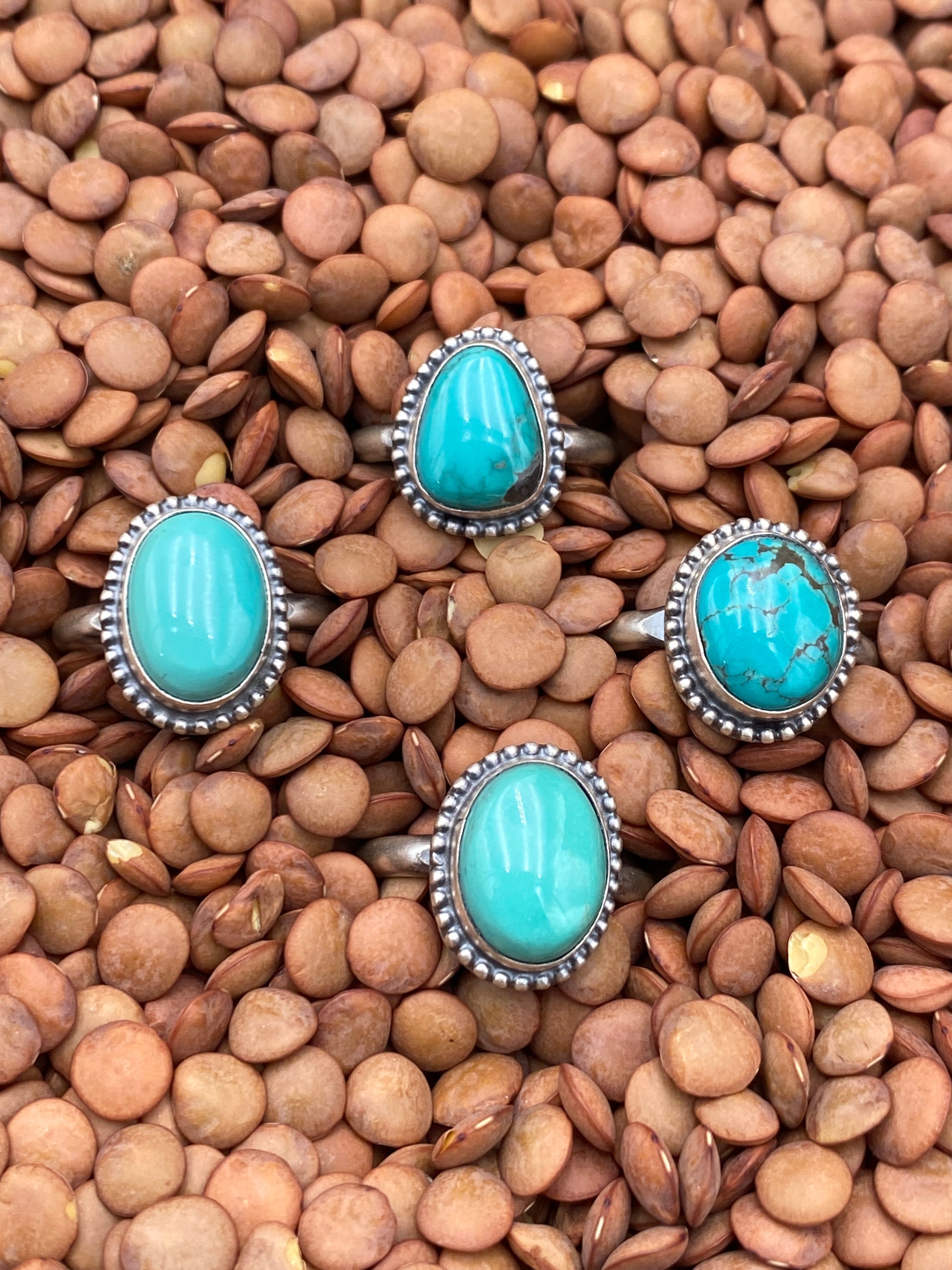 Goffstown Sterling Dot Framed Turquoise Ring