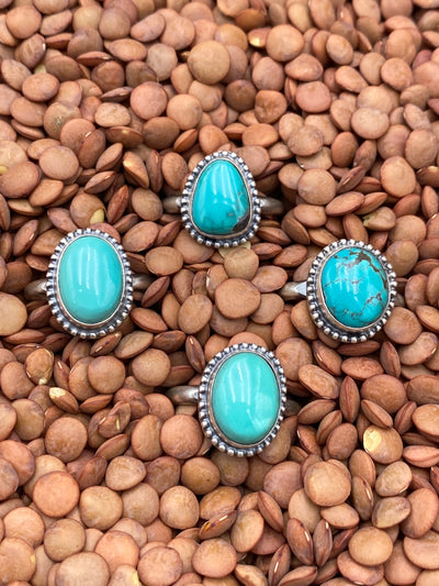 Goffstown Sterling Dot Framed Turquoise Ring