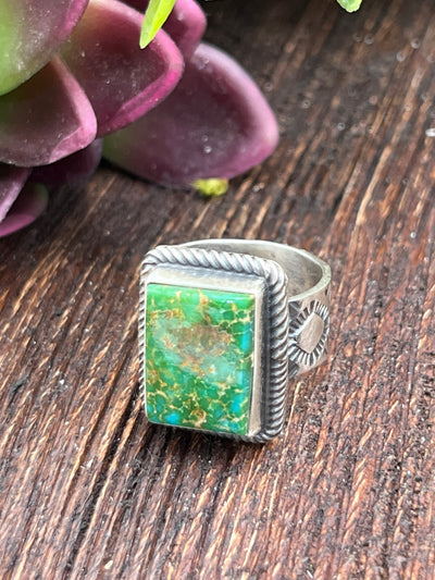 Nori Turquoise Rectangle Sterling Ring - Size 8.5