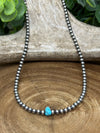 Zoey Sterling 4mm Navajo & Turquoise Bead Necklace