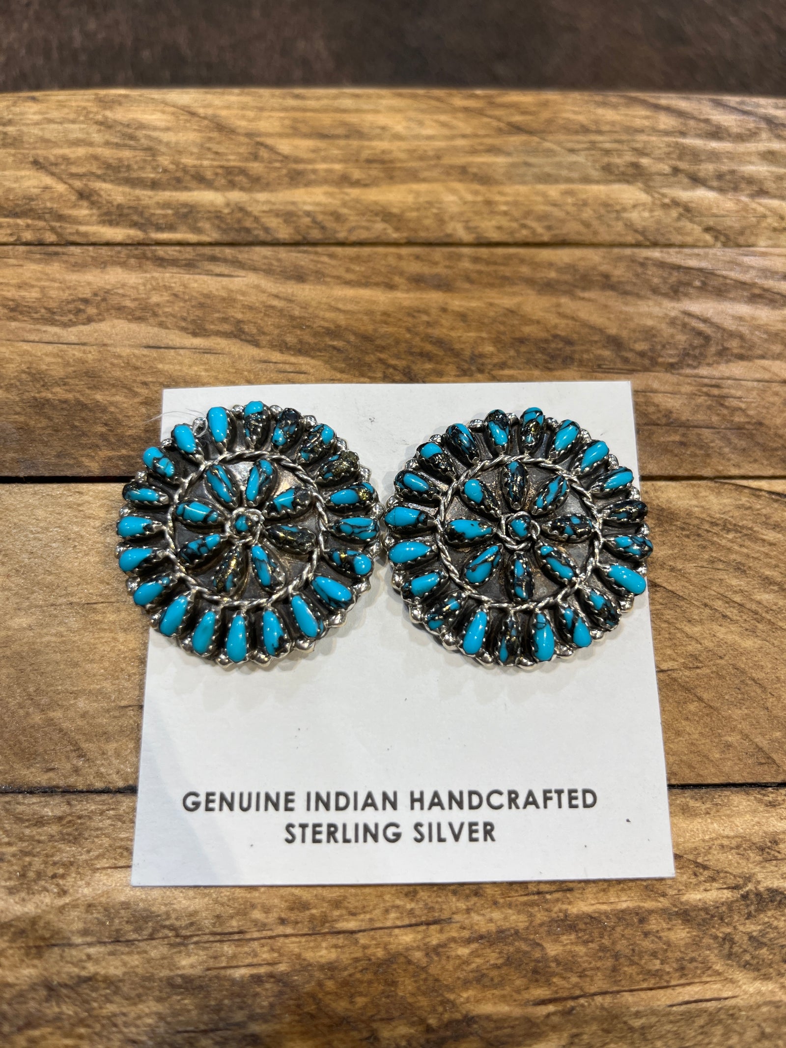 Eldorado Sterling Turquoise Cluster Earrings - 1.25"