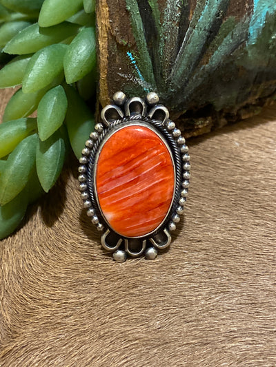 Vecna Spiny Oval Sterling Ring - Adj