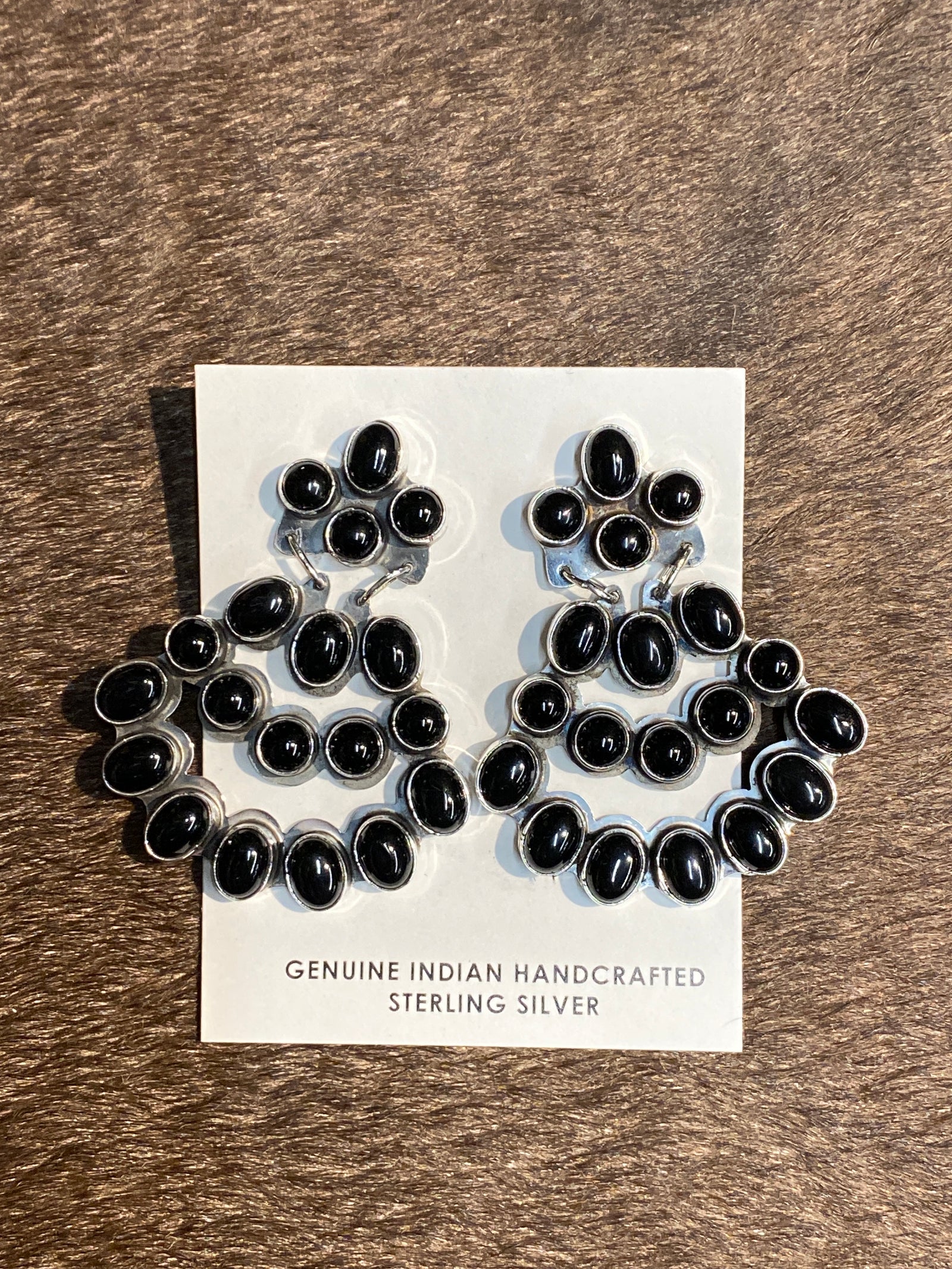 Tussex Onyx Cluster Tiered Earrings - 2"