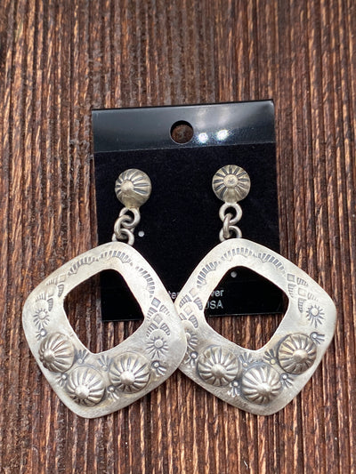 Lager Open Hammered Sterling Silver Burst Earrings