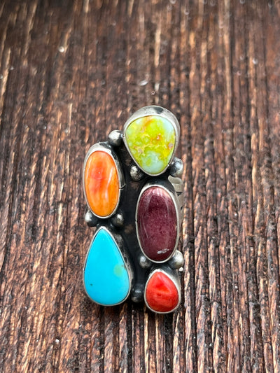 Norah Multi Stone Turquoise Spiny Rings