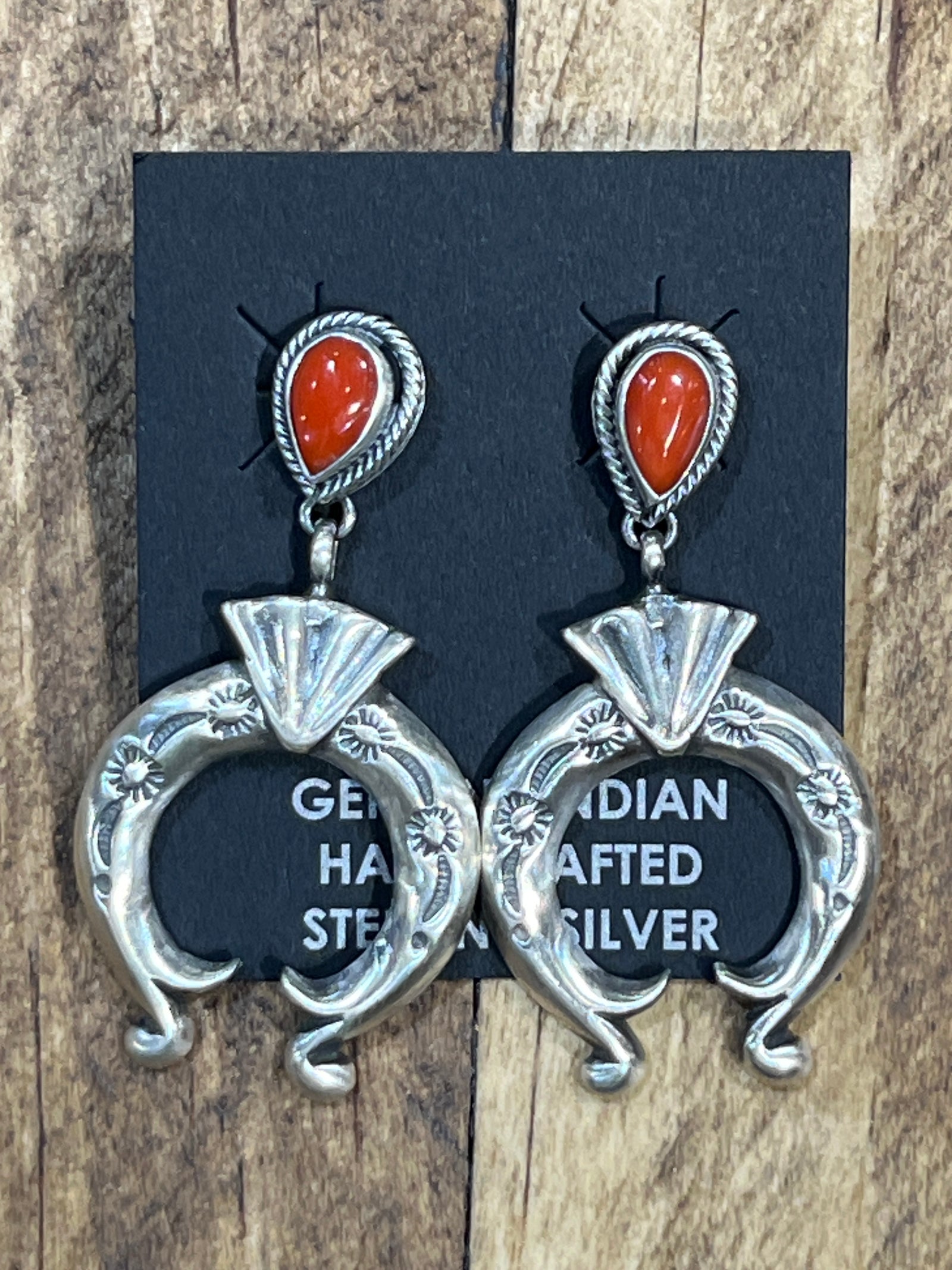 Brinley Teardrop Post Sterling Naja Earrings - Red