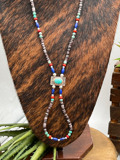 Freedom Rings Red White Blue & Spiny Loop Necklace - 28"