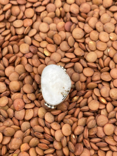 Aleah White Buffalo Abstract Sterling Ring - 7.5