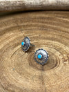 Cereus Sterling .5" Concho Medallion Post Earrings - Turquoise