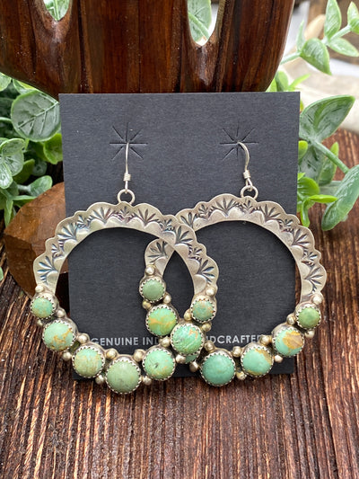 Brock Stamped Hoop Earrings With Stones