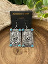 Lone Star Fashion Stamped Rectangle Concho Earring - Turquoise