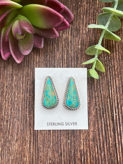Harvest Roped Sterling Royston Turquoise Stud Earrings