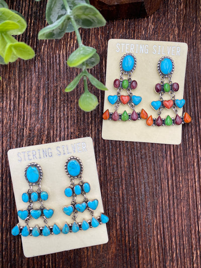 Abigail Fun Shapes Chandelier Sterling Earrings