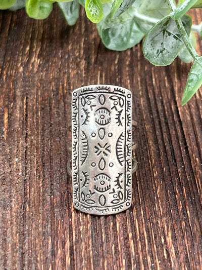 Luca Stamped Rectangle Sterling Triple Band Rings