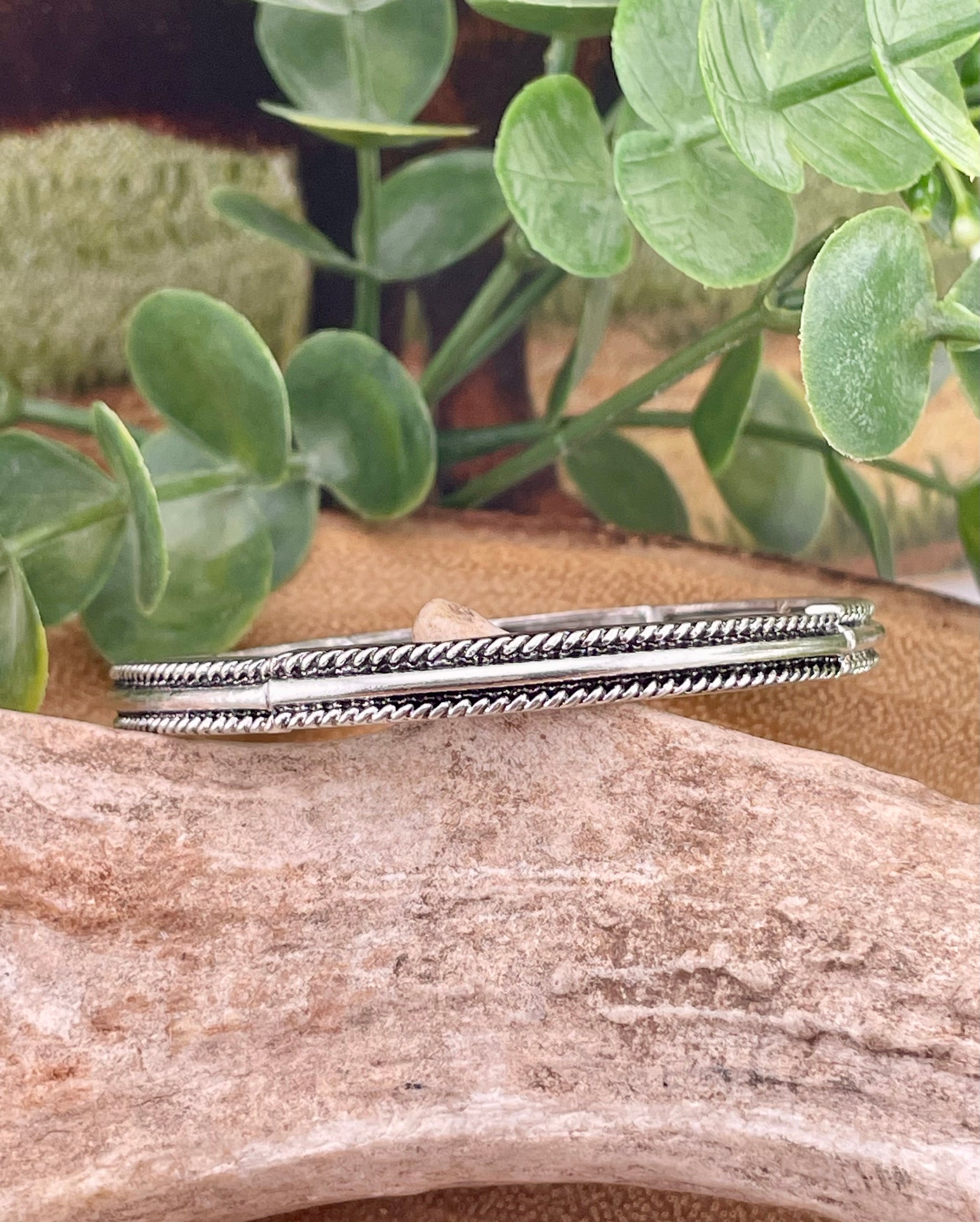 silver bracelet displayed