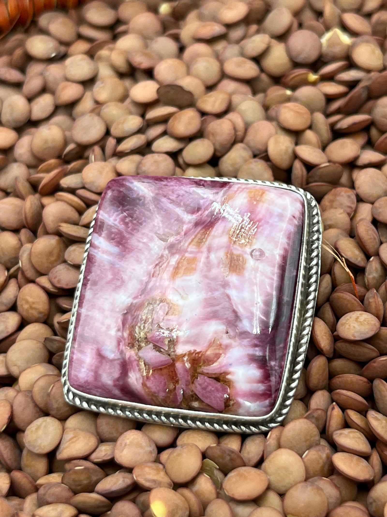 Heston Roped Sterling Purple Spiny Square Ring - Size 8