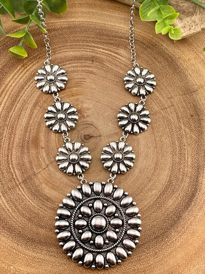 Blaine Fashion Silver Blossom Necklace - 26"