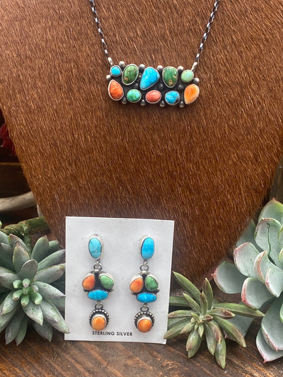 Vera Turquoise & Spiny Pendant & Earrings