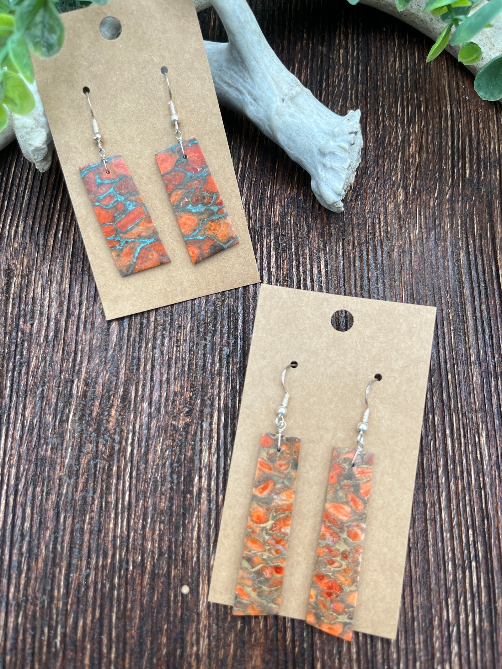 Garden Wall Sterling Sponge Coral Slab Earrings