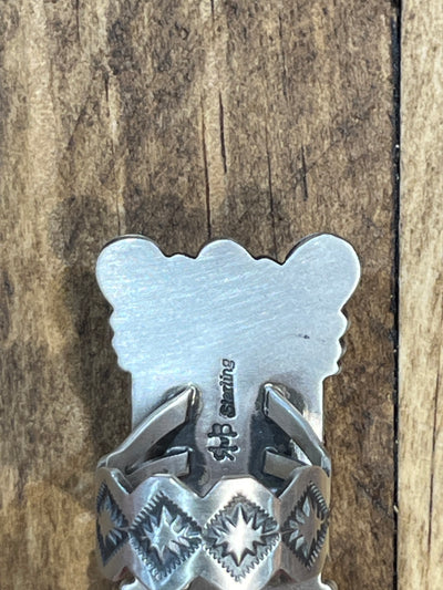 Keltey Sterling Framed White Buffalo Rectangle Ring - 8.5