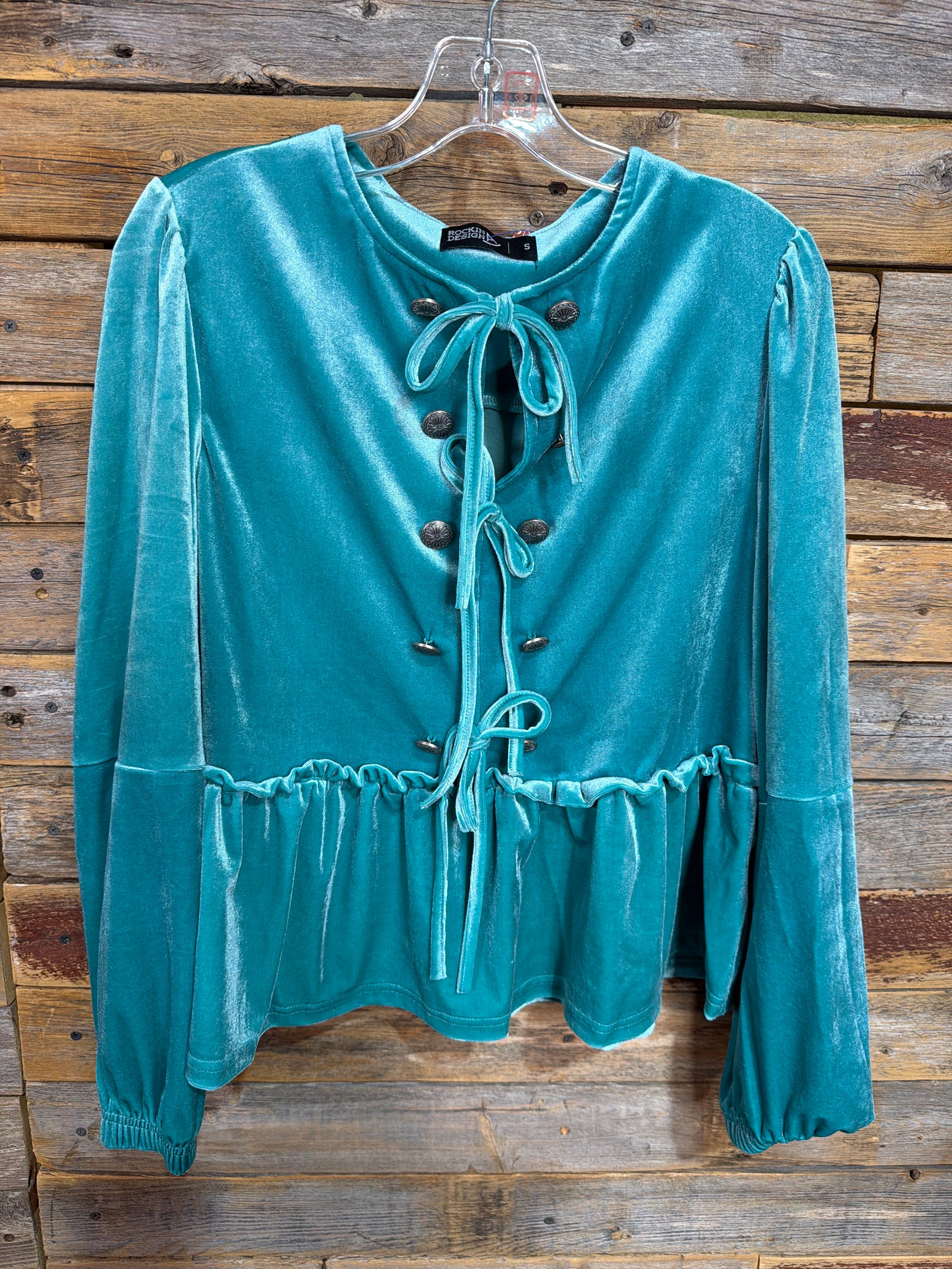 Turquoise Velvet Concho Blouse