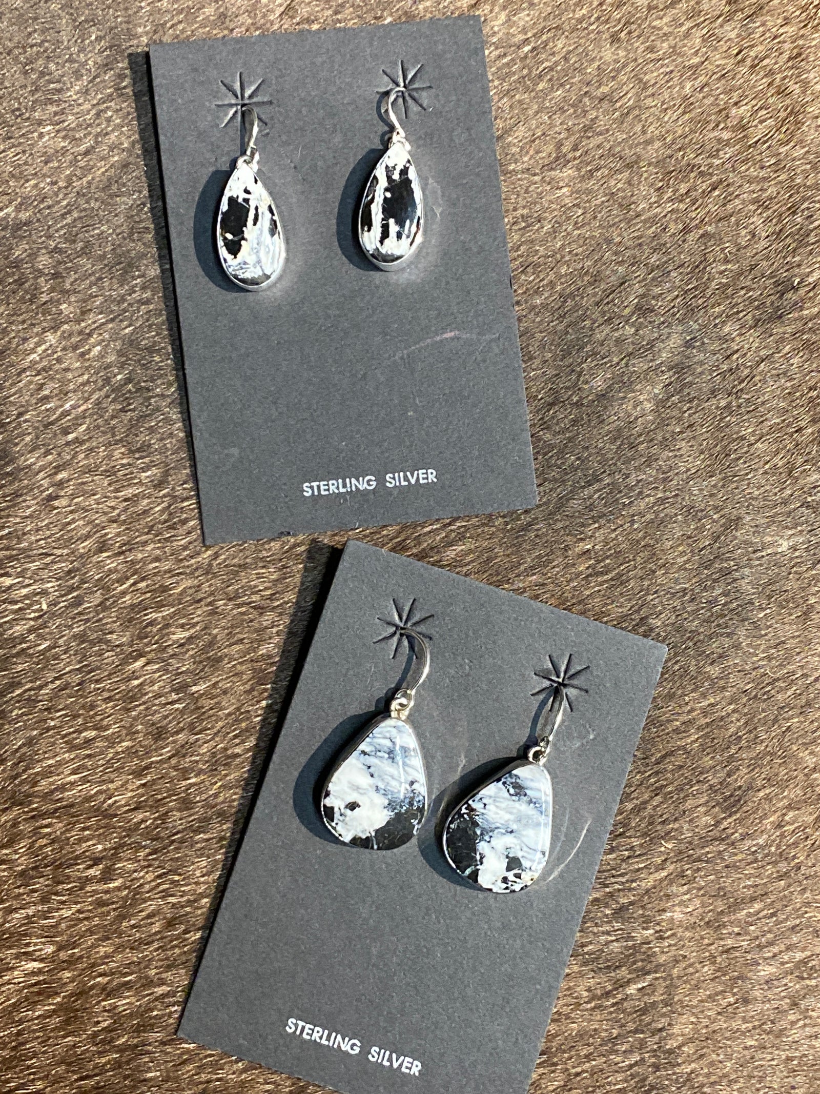 Powell White Buffalo Teardrop Fish Hook Earrings