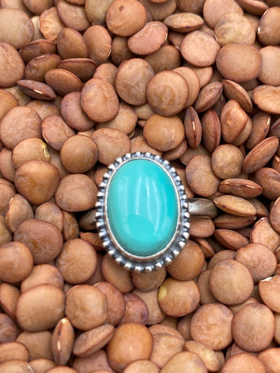 Goffstown Sterling Dot Framed Turquoise Ring